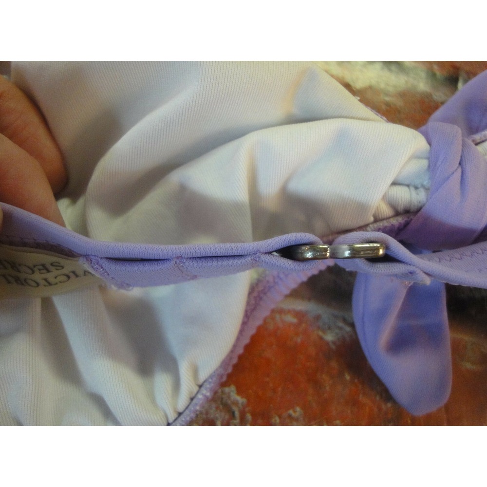 Victorias secret bikini top only strapless swim wear lavender M swimsuit bow - Picture 6 of 8